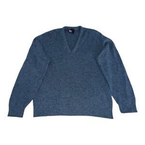 Men’s Vintage Robert Bruce Blue V Neck Marled Sweater Size Large